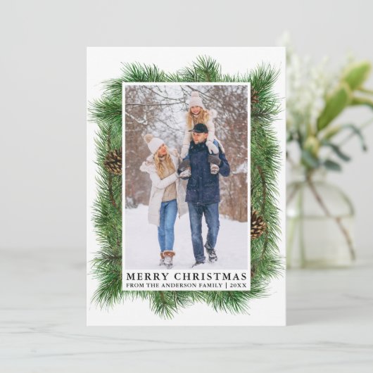 Foto der Aquarellrahmen Feiertagskarte (Stehend Vorderseite)