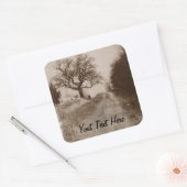 Foto der atmosphärischen Winterschneeszene Quadratischer Aufkleber (Umschlag)