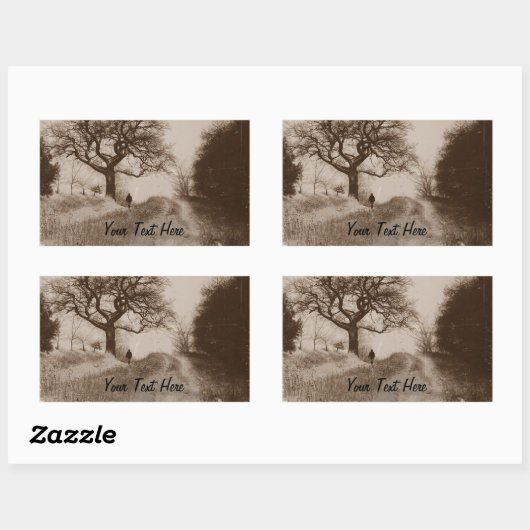 Foto der atmosphärischen Winterschneeszene Rechteckiger Aufkleber (Blatt)