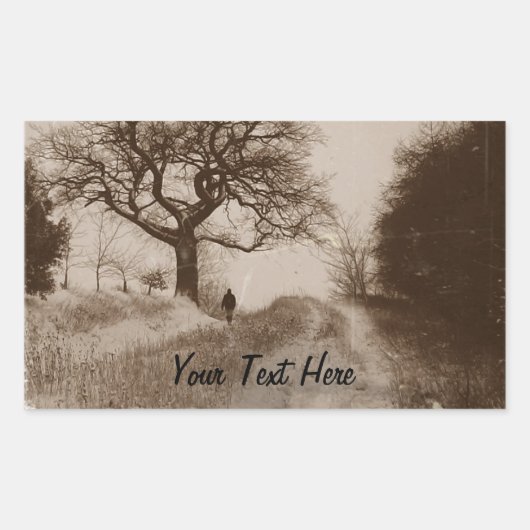 Foto der atmosphärischen Winterschneeszene Rechteckiger Aufkleber (Vorderseite)