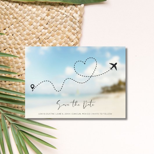 Foto der Beach Hochzeit in Urlaubsort Save the Dat Date