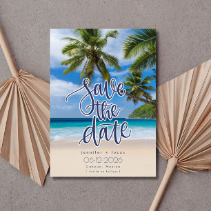 Foto der Beach Hochzeit in Urlaubsort Save the Dat Date