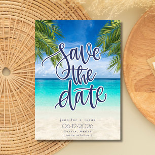 Foto der Beach Hochzeit in Urlaubsort Save the Dat Date
