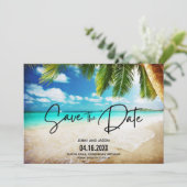 Foto der Beach Hochzeit in Urlaubsort Save the Dat Date (Stehend Vorderseite)