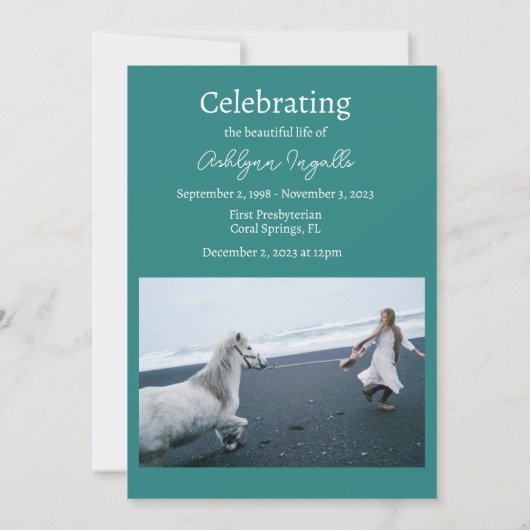 Foto der Beerdigung des Meeres Einladung (Rückseite)