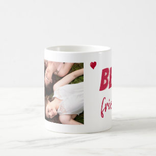 Foto der besten Freunde mit rotem Herzen Kaffeetasse