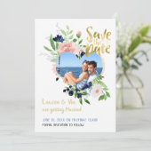 Foto der blauen Rose Save the Date (Stehend Vorderseite)
