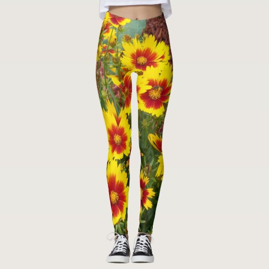 Foto der Blume über den roten und gelben Coreopsis Leggings (Vorderseite)