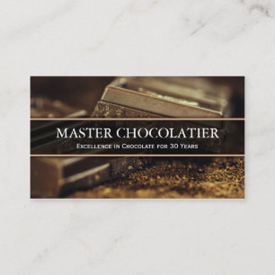 Foto der dunklen Schokolade, Chocolatier Visitenkarte