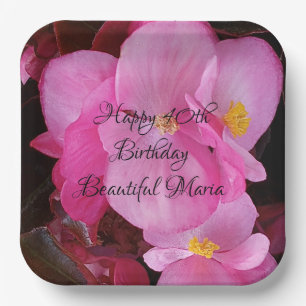 Foto der eleganten rosa Blume 40. Geburtstag Party Pappteller