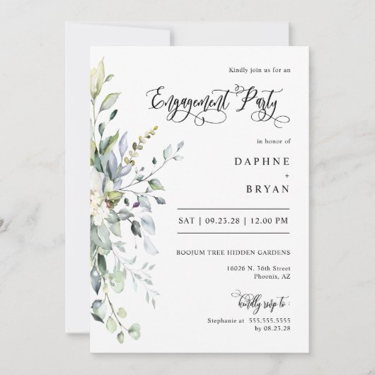 Foto der "Engagement Party QR Code" für "Navy Gree Einladung (Vorderseite)