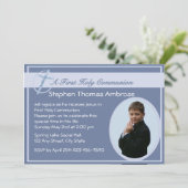 Foto der ersten Kommune/Blau Einladung (Stehend Vorderseite)