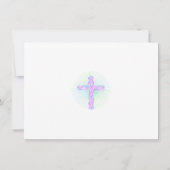 Foto der ersten Kommune Floral Cross Lavender Aqua Dankeskarte (Rückseite)