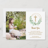 Foto der ersten Kommune Kreuz Eukalyptus Dankeskarte (Vorderseite)