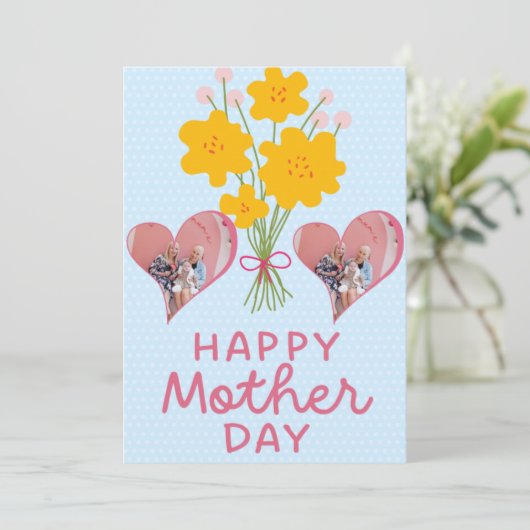 Foto der ersten Mütter Herz Junge Mutter Rosa Brau Dankeskarte (Stehend Vorderseite)