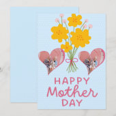 Foto der ersten Mütter Herz Junge Mutter Rosa Brau Dankeskarte (Vorne/Hinten)