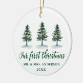 Foto der ersten Weihnachtskalligraphie Keramik Ornament (Links)