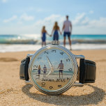 Foto der Familie Armbanduhr<br><div class="desc">Fügen Sie Ihr Lieblings-Foto aus einem Sommerurlaub,  Reisen,  Kinder,  Freundin/Freund oder Haustier. Schwarze Zahlen. Vorlage für Ihren Text,  schwarze Buchstaben.</div>