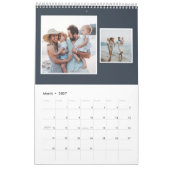 Foto der Familie Collage rustikale Monogramm blau Kalender (Mär 2027)