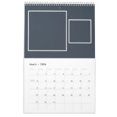 Foto der Familie Collage rustikale Monogramm blau Kalender (Mär 2026)