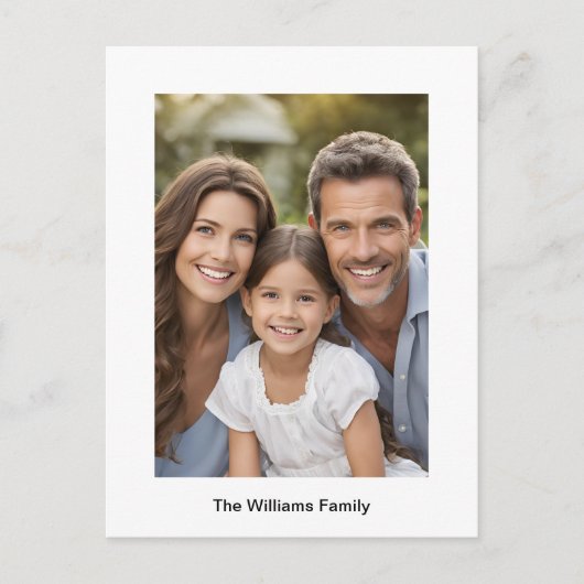 Foto der Familie Einfach moderne, weiße Grenze Postkarte (Vorderseite)
