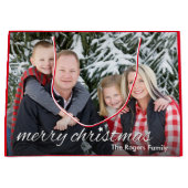 Foto der Familie Frohe Weihnachten Custom Große Geschenktüte (Vorderseite)