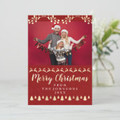 Foto der Familie Frohe Weihnachten Gold Classy Rot (Stehend Vorderseite)
