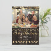 Foto der Familie Frohe Weihnachten Gold Lichter Ru (Stehend Vorderseite)