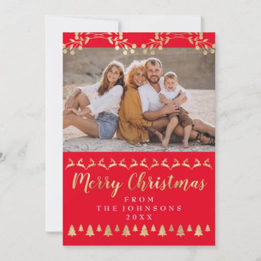 Foto der Familie Frohe Weihnachten Gold Red Classy (Vorderseite)