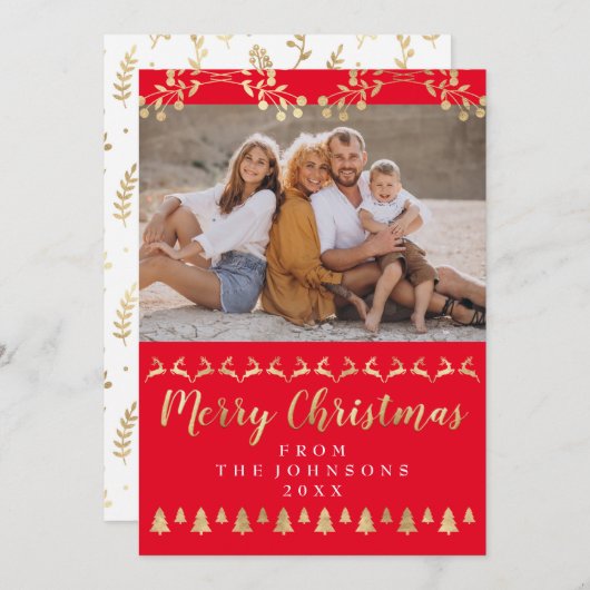 Foto der Familie Frohe Weihnachten Gold Red Classy (Vorne/Hinten)