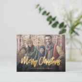 Foto der Familie Frohe Weihnachten Gold Script Bei (Stehend Vorderseite)