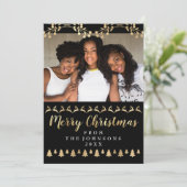 Foto der Familie Frohe Weihnachten Gold Zierhaft (Stehend Vorderseite)