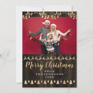 Foto der Familie Frohe Weihnachten Goldene Schrift