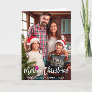 Foto der Familie Frohe Weihnachts-Pinselschrift Fa Feiertagskarte