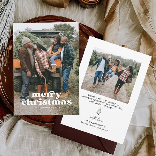 Foto der Familie Frohe Weihnachtskarte Einladung