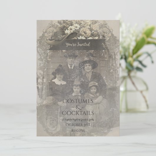 Foto der Familie Hexenhut Halloween Kostüm Party Einladung (Stehend Vorderseite)