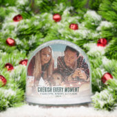 Foto der Familie mit Hund Ugly Sweater Schneekugeln (Weihnachten)