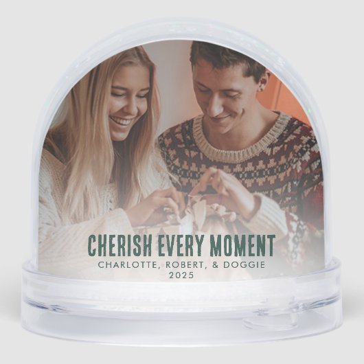 Foto der Familie mit Hund Ugly Sweater Schneekugeln (Rückseite)