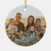 Foto der Familie Moderne Weihnachtsgoldtypografie Keramik Ornament (Vorne)
