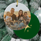 Foto der Familie Moderne Weihnachtsgoldtypografie Keramik Ornament