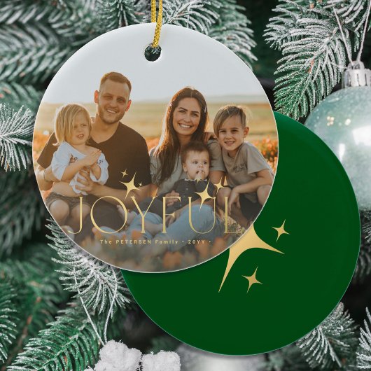 Foto der Familie Moderne Weihnachtsgoldtypografie Keramik Ornament