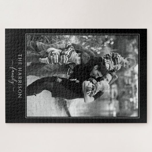 Foto der Familie Name Black & White Puzzle (Horizontal)