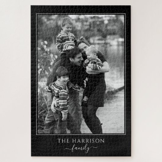 Foto der Familie Name Black & White Puzzle (Vertikal)