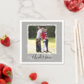 Foto der Familie Name Grau hinzufügen Serviette (Beispiel)