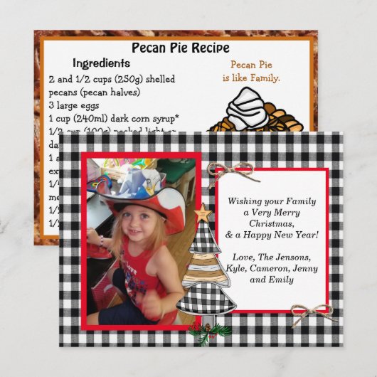 Foto der Familie + Rezept Weihnachtskarte Postkarte (Vorne/Hinten)