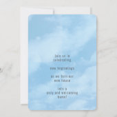 Foto der Familie und Einladung zum Blue Sky Housew (Rückseite)