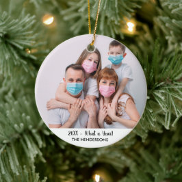 Foto der Familie Was für ein Jahr Weihnachtsbaum 2 Keramik Ornament
