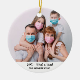 Foto der Familie Was für ein Jahr Weihnachtsbaum 2 Keramik Ornament