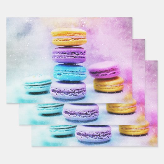 Foto der farbenfrohen, köstlichen Macarons Geschenkpapier Set (Set)