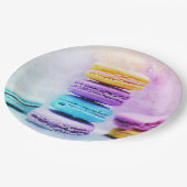 Foto der farbenfrohen, köstlichen Macarons Pappteller (Schrägansicht)